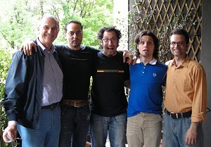 Da sinistra: Enrico Maggi (dir. doppiaggio e recitazione), Demetrio Focarelli, Marco Silvestri  e Angelo Pisani (Pali e Dispari) e Massimo Carrier Ragazzi.